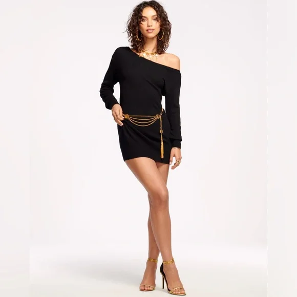 RAMY BROOK Kourtney Off-The-Shoulder Sweater Dress in Black - Picture 7 of 16